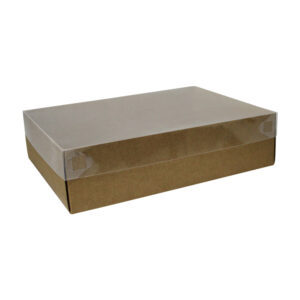 HAMPER BOX KRAFT WITH PVC LID 300x220x80mm