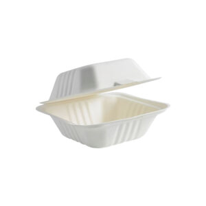 H-SELECT BAGASSE BURGER BOX CLAMSHELL 6" 152x152x44mm