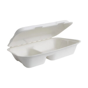 H-SELECT BAGASSE MEAL BOX CLAMSHELL 2 DIV. 1000ml