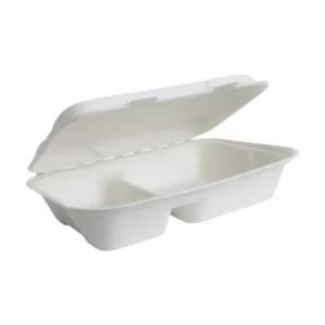 H-SELECT BAGASSE MEAL BOX CLAMSHELL 2 DIV. 1000ml