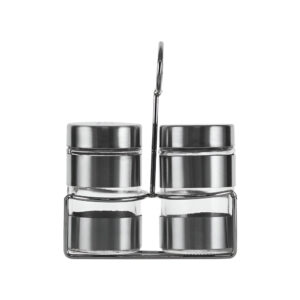 REGENT GLASS SALT & PEPPER SHAKER SET WITH CADDY 85ml