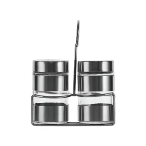 REGENT GLASS SALT & PEPPER SHAKER SET WITH CADDY 85ml