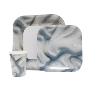 DISPOSABLE DINNER SET 60PC SILVER SWIRL (D)