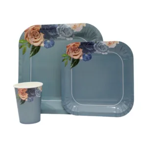 DISPOSABLE DINNER SET 60PC BLUE ROSEBUSH (F)