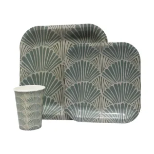 DISPOSABLE DINNER SET 60PC GREEN CLAMSHELL (H)