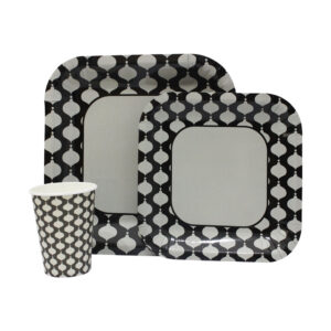 DISPOSABLE DINNER SET 60PC GREY SPADES (N)
