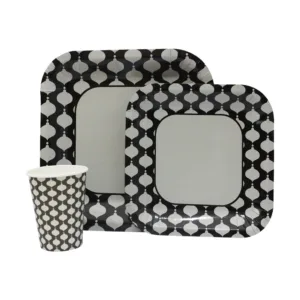 DISPOSABLE DINNER SET 60PC GREY SPADES (N)