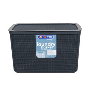 NU WARE LAUNDRY BASKET 65L ECO-HESSIAN DESIGN GREY / WHITE