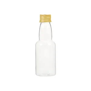 PET BOTTLE LONG NECK 70ml 3.5x11cm SILVER/GOLD CAP