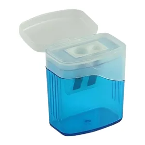 PLASTIC DOUBLE HOLE CONTAINER SHARPENER ASSORTED COLOURS