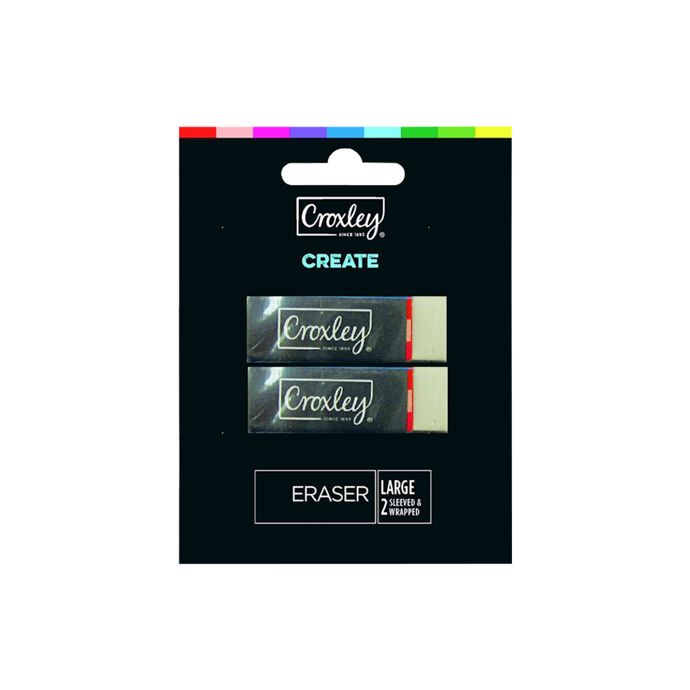 CROXLEY ERASERS LARGE CARDED (PACK OF 2)
