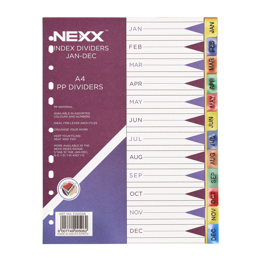 INDEX DIVIDERS A4 (JAN-DEC)