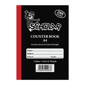 SCHOLAR HARDCOVER COUNTER BOOK A4 3 QUIRE F/M 288 PAGES