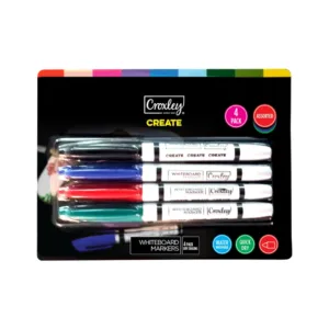 PACK 4's CROXLEY CREATE WHITEBOARD MARKERS BLK/BLU/RD/GRN