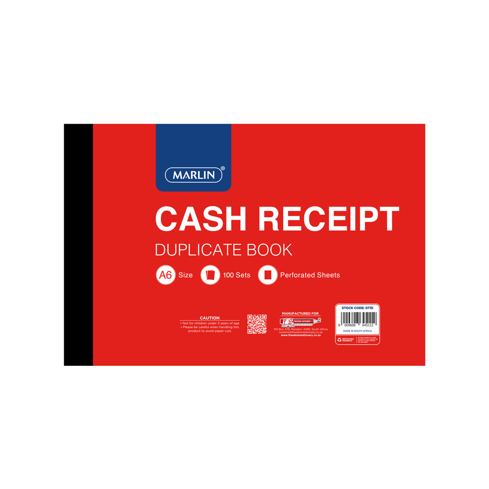 MARLIN DUPLICATE A6 CASH RECEIPT BOOK