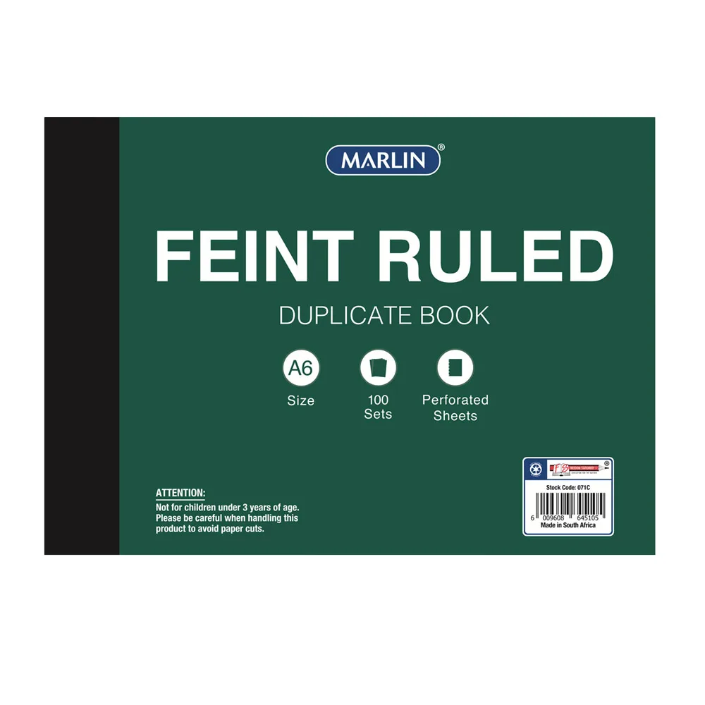 MARLIN DUPLICATE A6 FEINT RULED BOOK