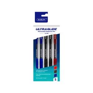 MARLIN ULTRAGLIDE RETRACTABLE BALLPOINT PEN ASSORTED (1x5)