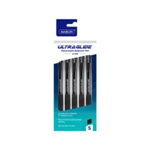 MARLIN ULTRAGLIDE RETRACTABLE BALLPOINT PEN BLACK (1x5)