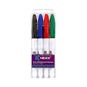 NEXX WHITEBOARD MARKERS SLIM ASSORTED COLOURS (1x4)