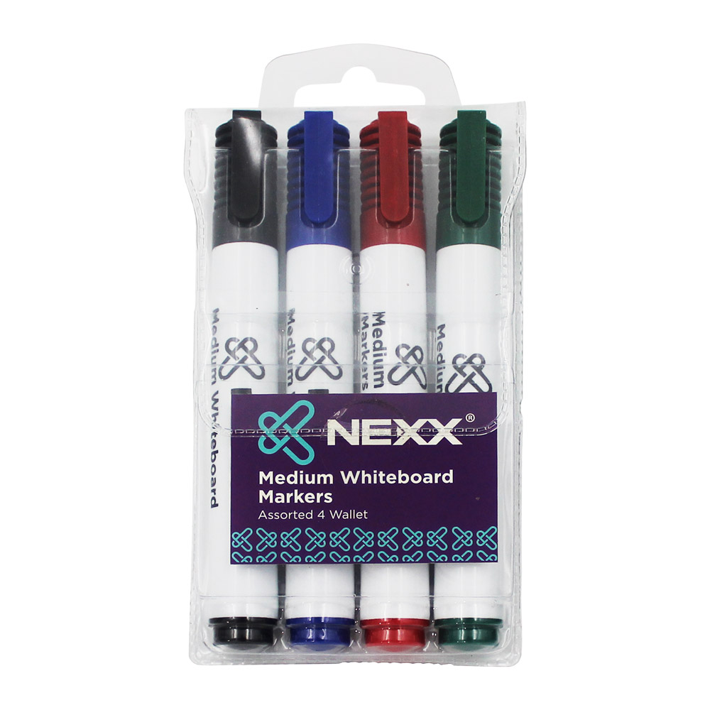 NEXX WHITEBOARD MARKER ASSORTED COLOURS (1x4)