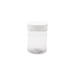 PET JAR ROUND CLEAR 250ml WITH WHITE CAP (1x224)