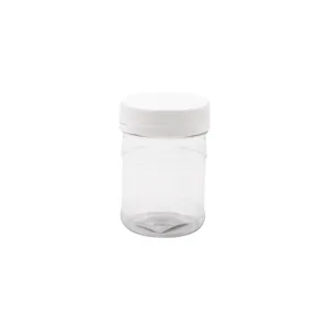 PET JAR ROUND CLEAR 250ml WITH WHITE CAP (1x224)