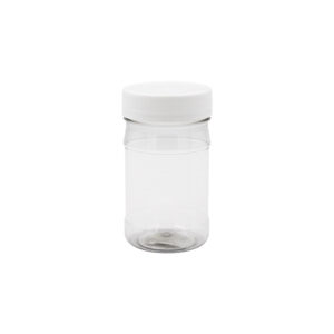 PET JAR ROUND CLEAR 350ml WITH WHITE CAP (1x168)
