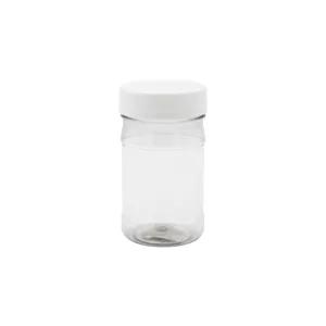 PET JAR ROUND CLEAR 350ml WITH WHITE CAP (1x168)
