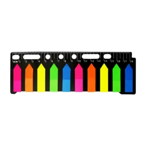 TRANSPARENT STICKY NOTES ON RULER BRIGHT COLOURS 10PC