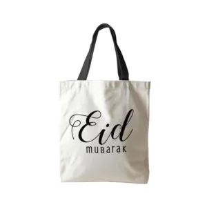 EID MUBARAK CANVAS BAG 34x37cm WHITE