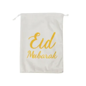 EID MUBARAK FABRIC POUCH WHITE 17x23cm