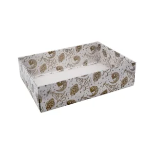EID MUBARAK HAMPER BOX PVC LID GOLD PRINT 300x220x80mm