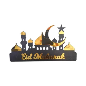 EID MUBARAK STANDING SIGN BLACK & GOLD 30x16.1cm