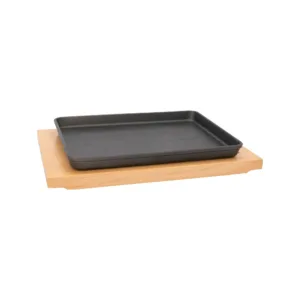 REGENT CAST IRON PLATTER ON WOODEN BOARD 233/175x22mm