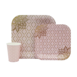 DISPOSABLE DINNER SET 60PC PINK MANDALA MOTIF (503)