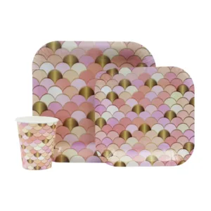 DISPOSABLE DINNER SET 60PC MERMAID SCALES (504)