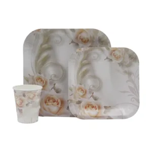 DISPOSABLE DINNER SET 60PC WHITE ROSE (506)