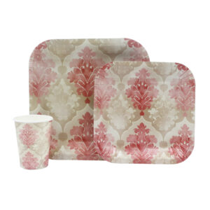 DISPOSABLE DINNER SET 60PC FLORAL DAMASK (515)
