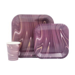 DISPOSABLE DINNER SET 60PC PURPLE WAVY (516)