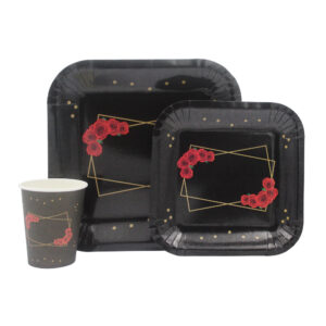 DISPOSABLE DINNER SET 60PC RED ROSE (518)