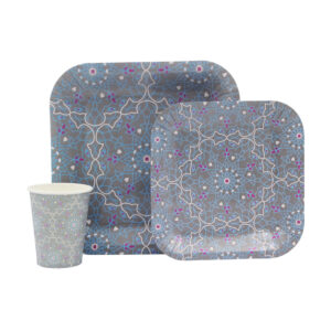 DISPOSABLE DINNER SET 60PC AZULEJO TILE DESIGN (519)