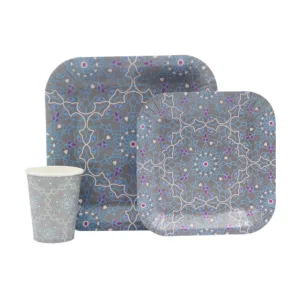 DISPOSABLE DINNER SET 60PC AZULEJO TILE DESIGN (519)