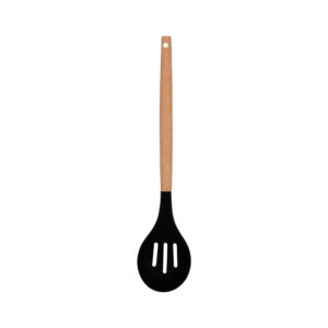 REGENT SLOTTED SPOON BLACK SILICONE BEECHWOOD HANDLE 310mm