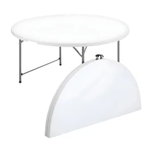 FOLDING TABLE ROUND WHITE 1540x740mm
